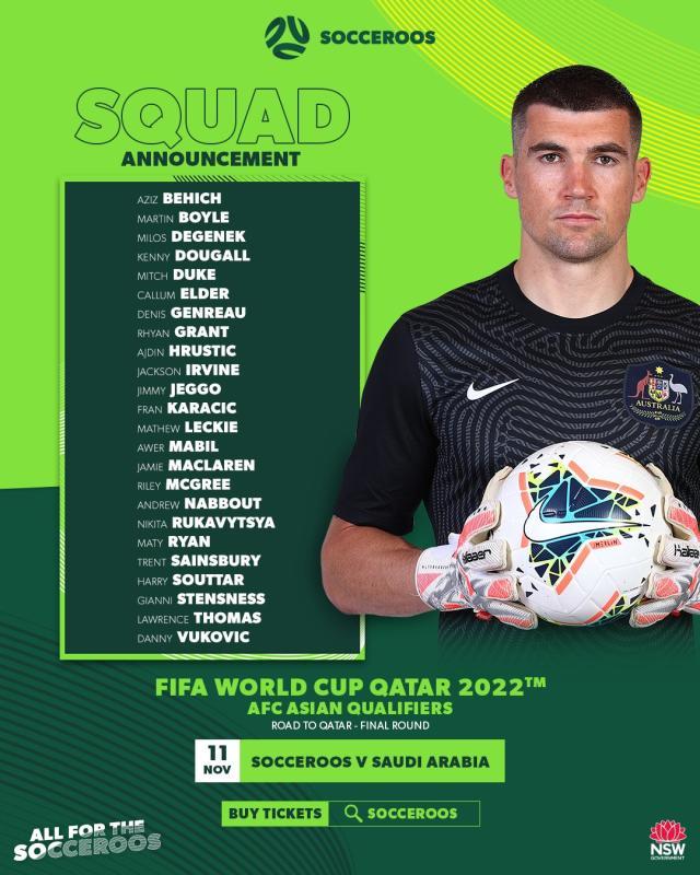 华体会官网-澳大利亚公布24人名单 四名本土球员回归穆伊落选